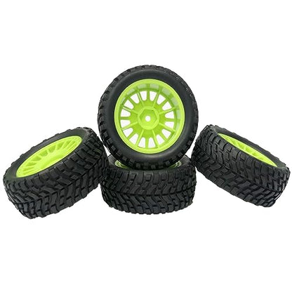 4PCS 75mm Rubber Tyres Tires with Foam Inserts and Plastic Wheel Rims 12mm Hex for 1/10 On-Road RC Drift Touring Car 1/14 1/16 1/18 Rally Car Replacement Parts(Green) - color: Green