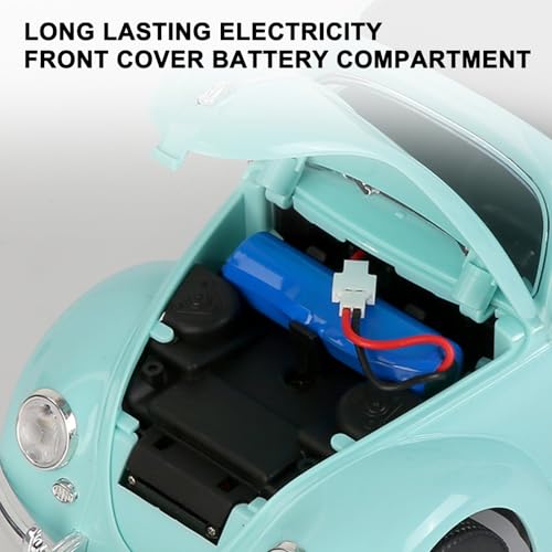 1:16 Beetle 1950 RC Car, 4CH RWD 2.4GHz RC Car with LED Lights | Classic Retro Design with 2 Rechargeable Battery. Rear-wheel Drive for Control. Volkswagen Beetle Toy Car for Hobbyists