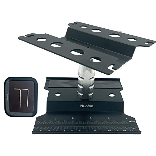 RC Car Work Stand Aluminum Repair Workstation 360 Degree Rotation Lift Lower w/Screw Tray for 1/10 1/12 1/16 Scale Traxxas TRX4 Axial Arrma Redcat Losi RC Crawler Monster Truck Buggy (Black)