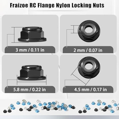 4Pcs M2 Flange Lock Nuts Metric Nylon Inserted Hex Self-Lock Non-Slip Aluminium Self Clinching Nuts for 1/24 RC Car Axial SCX24 Furniture DIY Industrial Construction Fasteners - color: Black, size: 8Pcs