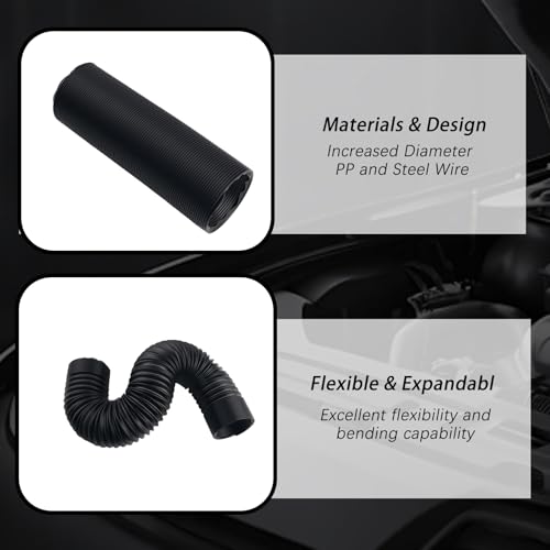 3" Diameter Car Engine Air Intake Hose Replacement,Stretchable Air Intake Tube Extending Up to 39.37 Inch,Universal Cold Airs Intakes Pipe for Most Automotive,SUV,Truck