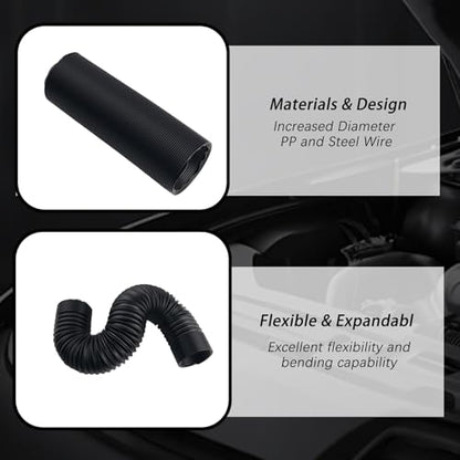3" Diameter Car Engine Air Intake Hose Replacement,Stretchable Air Intake Tube Extending Up to 39.37 Inch,Universal Cold Airs Intakes Pipe for Most Automotive,SUV,Truck