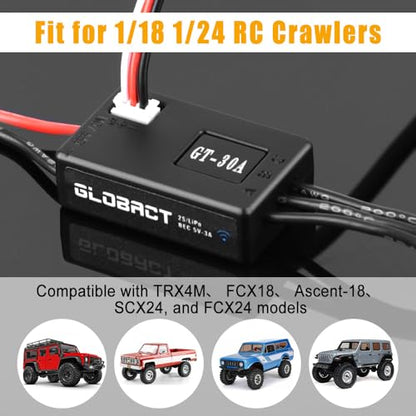 GLOBACT 30A Brushless ESC 5V/3A BEC for 1/18 1/24 TRX4M Ascent-18 SCX24