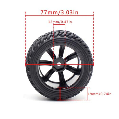 Hosim 1:10 Scale RC On Road Terrain Buggy Car Drift Replacement Tyres Pack of 4pcs High Performance Racing Car Rally Car Accessory Parts Grain Rubber Split Spoke Satin Tires and Wheels Black Color