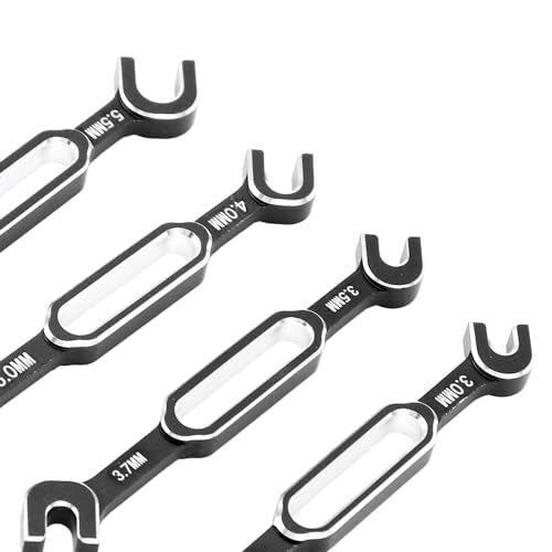 RC Car Wrench, 3.0 to 6.0mm Aluminum Alloy Turnbuckle Nut Ball Joint Remover Wrench Set, with Lightweight Durable Construction for Adjusting Ball Joints, Pull Rods, and Push Rods (Black) - color: Black