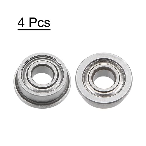 uxcell F683ZZ Flanged Ball Bearing 3x7x3mm Double Shielded Chrome Steel Flange Bearings, 4pcs - size: 3x7x3mm