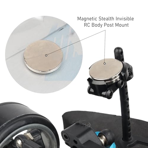 Hobbypark Aluminum Alloy Magnetic Stealth Invisible Body Post Mounts Black for 1/10 RC Rock Crawler Drift Touring Car (Set of 4)