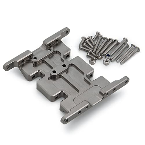 RC Car Aluminum Alloy Center Transmission Skid Plate Mount Gearbox Mount Base Compatible with Axial SCX10 90047 Wrangler 1/10 RC Crawler Car Upgraded Parts (Titanium) - color: Titanium