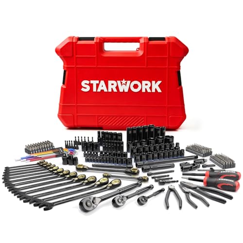 STARWORK TRUE MECHANIC™ 305-Piece Mechanics Tool Set with 120-Tooth Reversible Ratcheting Wrench Set, 1/4", 3/8", 1/2" Drive, Professional Metric Set - size: 305 PC