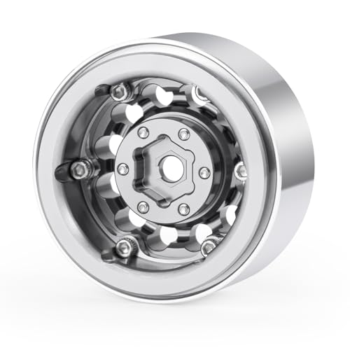 1.3inch beadlock wheels Aluminium RC Rims for 1/18th TRX4M 1/24th Axial SCX24 RC Crawler Car Upgrade Parts (Silver) - color: Silver