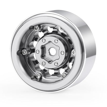 1.3inch beadlock wheels Aluminium RC Rims for 1/18th TRX4M 1/24th Axial SCX24 RC Crawler Car Upgrade Parts (Silver) - color: Silver