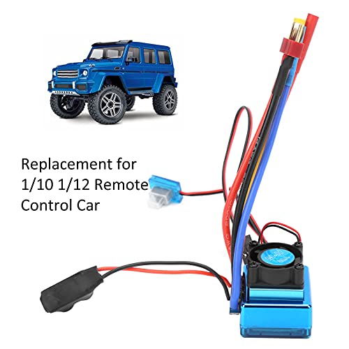 80A Brushless ESC Electric Speed Controller, Waterproof Brushless ESC for 1/10 1/12 RC Car and Boat, Sensorless Compatible with Cooling Fan Removal for Underwater Use