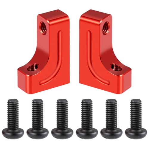 4PCS RC Aluminum Alloy Servo Mounts 1/10th RC Crawler Car CNC Machined Aluminum Servo Mount for SCX10 90047 Wrangler 1/10 RC Crawler Car Upgrades (Red) - color: Red