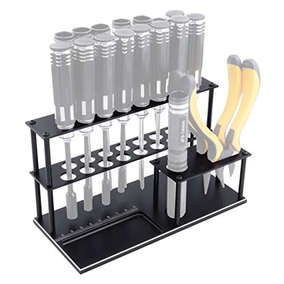 Aluminum RC Screwdriver Organizer – Adjustable Tool Stand for Hex Drivers, Pliers, Body Reamers & Workshop Accessories (Unassembled Kit)