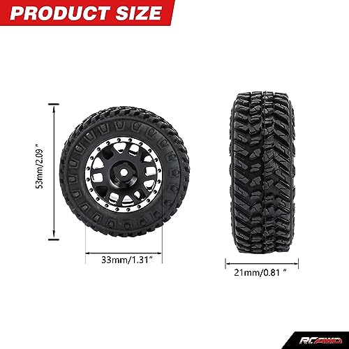 RCAWD Alum Barrage Beadlock Wheels and Tires for 1/24 ECX Barrage RGT FTX 1/24 Series Upgrades Part
