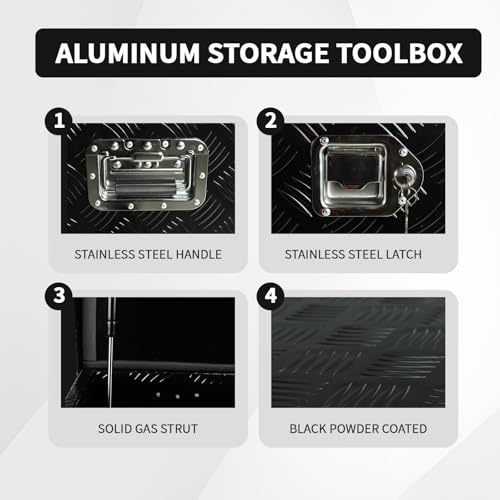 48 inch Truck Tool Box,Aluminum Truck Bed Tool Box w/Handled Locks and keys,Universal Fit for Pickup‌ Truck,Trailer,Vehicle,UTV,ATV-Black,48 X 19.5 X 17.5 inch - color: Black, size: 48 x 19.5 x 17.5 inch