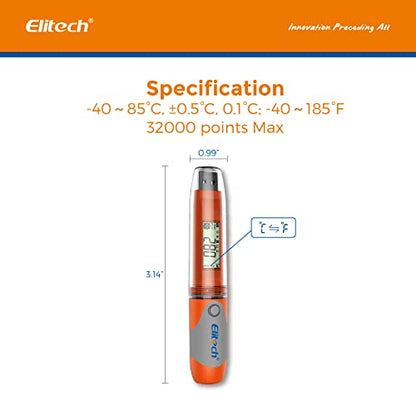 Elitech RC-51 Digital Temperature Data Logger USB Reusable 32000 Points - size: Temperature Sensor