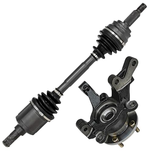 Detroit Axle - Front Left Steering Knuckle and Wheel Hub Bearing CV Axle | Shaft Assembly Replacement for 2007-2011 Dodge Caliber - 2pc Set - size: 2UX47813/Pair
