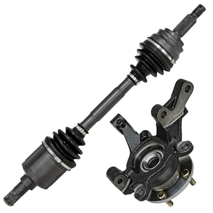Detroit Axle - Front Left Steering Knuckle and Wheel Hub Bearing CV Axle | Shaft Assembly Replacement for 2007-2011 Dodge Caliber - 2pc Set - size: 2UX47813/Pair