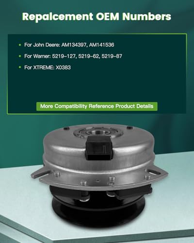 SCITOO AM136787 Electric PTO Lawn Mower Clutch Compatible for John Deere | AM136787 AM137323 |for Warner 5219-88 - style: AM134397