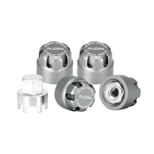 INJORA M2 Wheel Lock Nuts with Aluminum Cap for 1/24 RC Crawlers (Gray) - color: Gray