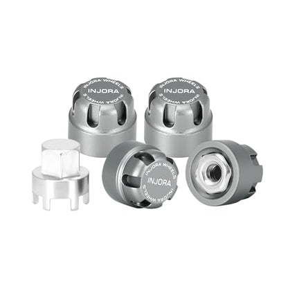 INJORA M2 Wheel Lock Nuts with Aluminum Cap for 1/24 RC Crawlers (Gray) - color: Gray