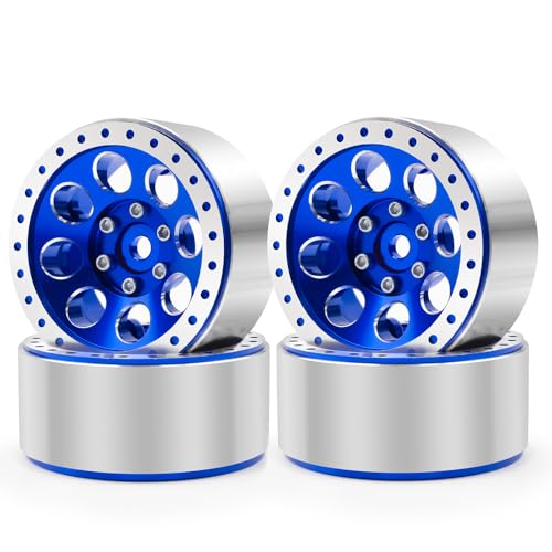 1.3 Beadlock Wheel Rims for SCX24 TRX4M Upgrade 1/24 1/18 RC Crawler Car (Blue) - color: Blue