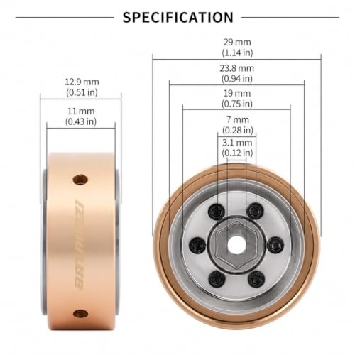 Aluminum 0.8” Sheriff Racing Beadlock Wheels for 1/24 SCX24 CR24 FCX24M for FMS FCX24M Tacoma/Range Rover/Discovery RC Crawler Upgrade parts (4pcs) Gun Metal - color: Gun Metal