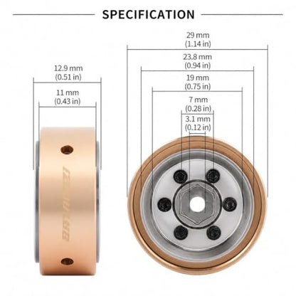 Aluminum 0.8” Sheriff Racing Beadlock Wheels for 1/24 SCX24 CR24 for FMS FCX24M Tacoma/Range Rover/Discovery RC Crawler Upgrade parts (4pcs) Silver - color: Silver