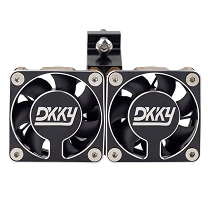 DKKY RC Motor Cooling Fan Heatsink 47-51mm Adjustable 15000 RPM for 1/5 1/8 ARRMA Infraction, Felony, Limitless and Axial 1717 4985 Motor, Black - color: Black