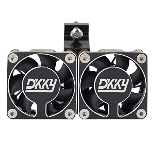 DKKY RC Motor Cooling Fan Heatsink 47-51mm Adjustable 15000 RPM for 1/5 1/8 ARRMA Infraction, Felony, Limitless and Axial 1717 4985 Motor, Black - color: Black