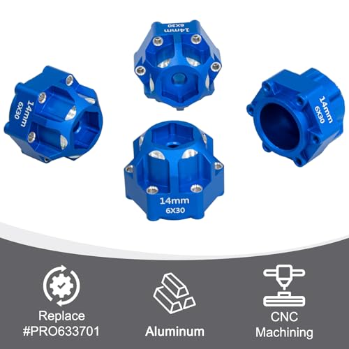LRFHL 1/10 6x30 to 14mm Hex Adapters for 1/10 Proline Arrma Senton Granite | 20mm Thickness, Aluminum Wheel Hex Hub Adapter Upgrade Parts, Blue - color: Blue 14mm