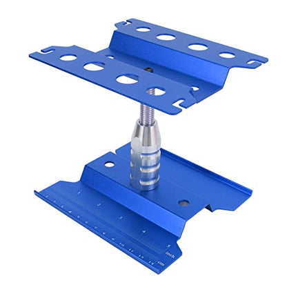 RC Car Repair Work Stand, Aluminum Alloy Durable Adjustable Height with Screw Tray Magnetic Pads for 1/8 1/10 1/12 1/16 Scale Remote Control Cars (Dark Blue) - color: Dark Blue