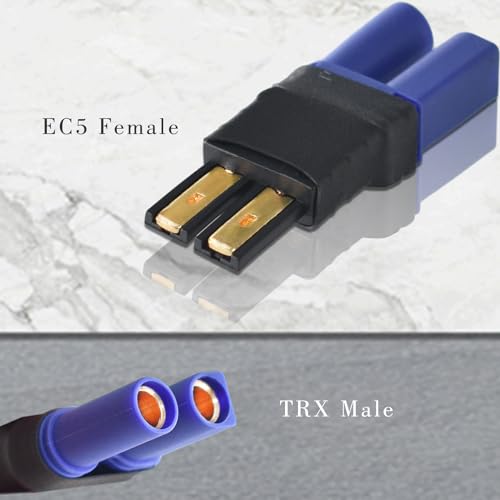 Pinkind 2 Pair RC LiPo Battery Connector Adapter Compatible with TRX/Traxxas Lipo Battery Plug to EC5 Male Female Connectors ESC Charger