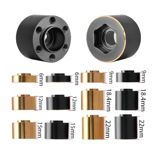 Brass Weights 6mm 9mm 12mm 15mm 22mm Wheel Hex Hub Widen Adapter for 1/10 RC Crawler 1.9 2.2 Wheels Rims SCX10 TRX4 (18.4mm), Black - size: 18.4mm