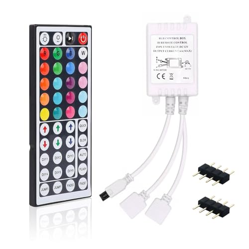 44 Keys IR Remote Controller RGB LED Strip Light Controller Dual Output 4Pin 2 Ports with Wireless Receiver for RGB 5050 3528 LED Strip Lights