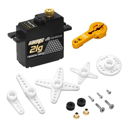 GOUPRC 21G Micro Mini Digital Servo of Metal Gears with 25T Servo Horn for 1/14 1/16 RC Crawler Car Upgrade Servo Parts Model Boat Airplane Robot (2PCS) - style: 21G 2PCS
