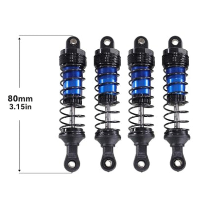 4PCs Upgraded Shock Absorbers Front ＆ Rear Hydraulic Shock Absorbers for MJX Hyper Go SCY Wltoys H16BM H14BM 14301 14302 14303 1/12 1/14 1/16 RC Car Upgrade Parts (80mm Dark Blue) - color: 80mm Dark Blue