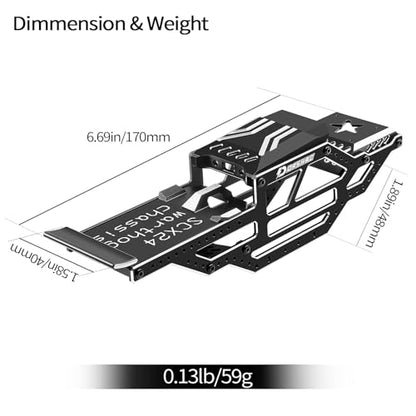 SCX24 Warthog LCG Chassis Kit, Aluminum Roll Cage Frame | 1/24 RC Crawler Buggy Scale Appearance Chassis, Compatible with Gladiator Bronco C10 JLU Models Custom Builds Upgrades - color: Black, size: with Lettering