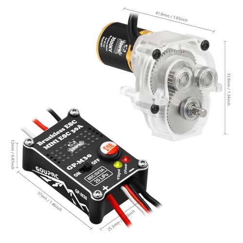GOUPRC Upgrade 30A Brushless ESC & 1621 3500KV Outrunner Brushless Motor with Transmission Combo Kit for TRX4M 1/18 RC Car Crawler Buggy Truck - style: For TRX4M 1/18 Only