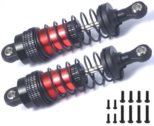 66mm Oiled Shock Absorbers, Aluminum RC Shock Absorber Damper Set for 1/12 1/14 1/16 WLtoys 144001, 124019,124018, MJX 16208 16209 14301, HBX 16889, SCY Upgrade Parts (2PCS) - color: Black, Red, size: Short