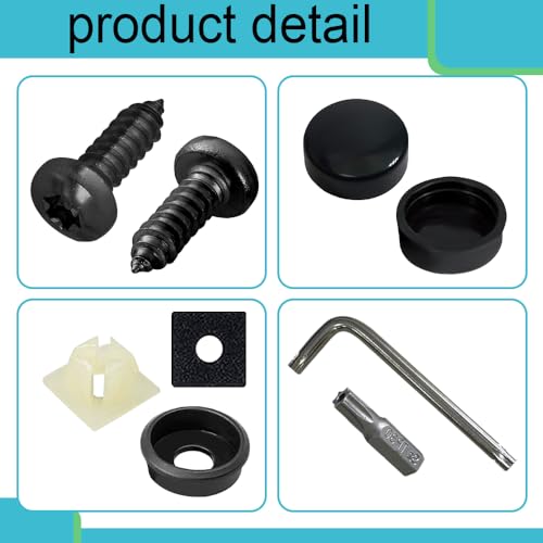 4 Sets Anti Theft License Plate Screws, Car License Plate Screws Kit, Stainless Steel Rustproof Security Bolts Fasteners, M6 (1/4") Tamper Proof Screws for Front Rear Frame Holder Mounting