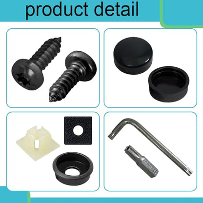 4 Sets Anti Theft License Plate Screws, Car License Plate Screws Kit, Stainless Steel Rustproof Security Bolts Fasteners, M6 (1/4") Tamper Proof Screws for Front Rear Frame Holder Mounting