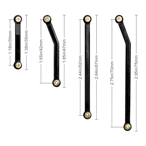 Hobbypark High Clearance Links Set Aluminum Upgrades Linkage for Axial SCX24 Deadbolt AXI90081 B17 Upgrades 1/24 RC Crawler Car (Black) - color: Black