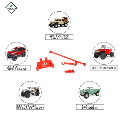 SCX24 Servo Mount Adjustable Steering Link and 15T Servo Arm Horn Set for Axial SCX24 Upgrade Parts Gladiator Bronco C10 JLU Deadbolt GX470 1/24 RC Crawler