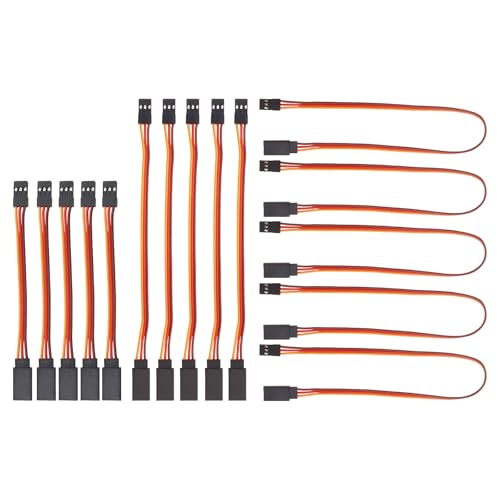15Pcs 22AWG 3-Pin 60 Core Male to Female Servo Extension Cable for RC Cars Trucks Airplanes, 10cm 15cm 30cm Servo Receiver Connection