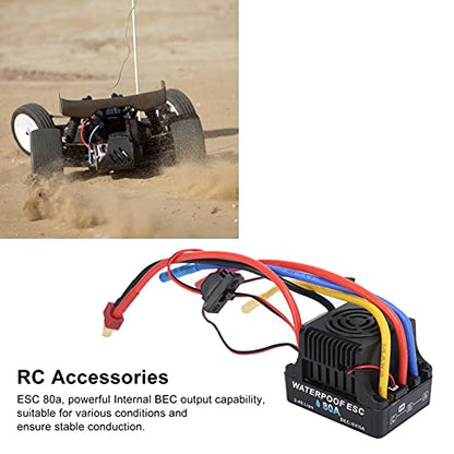 80A RC Car ESC, Electronic Speed Controller 80A Water Proof Brushless Heat Dissipation ESC Universal for RC Boats Aircraft Airplane