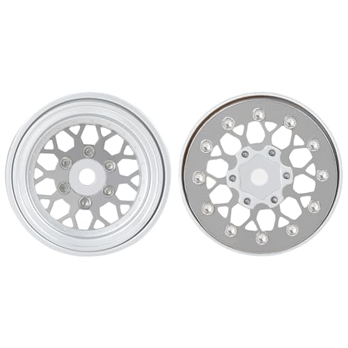 4PCS Grade 5 Titanium Wheel Face Aluminum 1.0 Inch Wheel Hubs for 1/24 Axial SCX24 TRX4M FCX24 Redcat Ascent-18 1/18 RC Rock Crawler Car Upgrade Parts - color: Silver