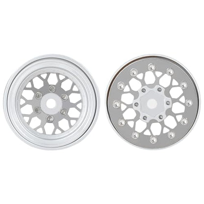 4PCS Grade 5 Titanium Wheel Face Aluminum 1.0 Inch Wheel Hubs for 1/24 Axial SCX24 TRX4M FCX24 Redcat Ascent-18 1/18 RC Rock Crawler Car Upgrade Parts - color: Silver