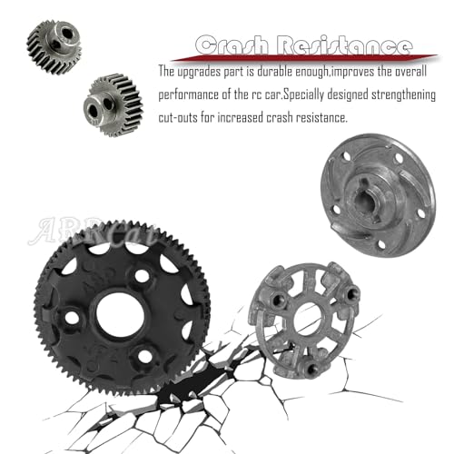 76T 48P Spur Gear with 25T 27T Pinions Gear & Slipper Clutch Upgrades Part for 1/10 Slash Rustler Stampede Bandit 2WD VXL,76T Spur Gear,Red
